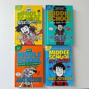 Middle School by James Patterson - Bundle of 3 hardcover and 1 paper books